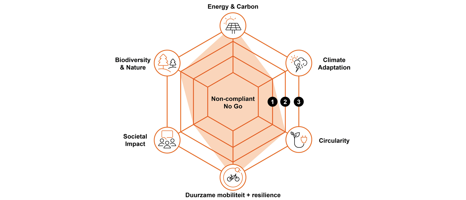 Non-compliant No Go illustration spider graph