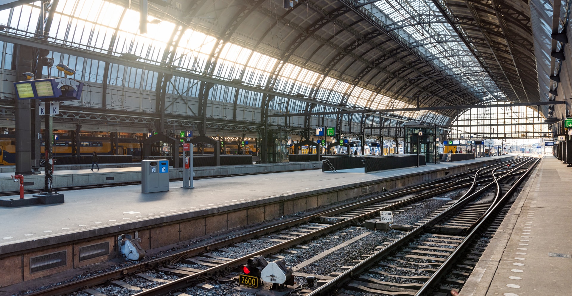 Train platforms in a railway station