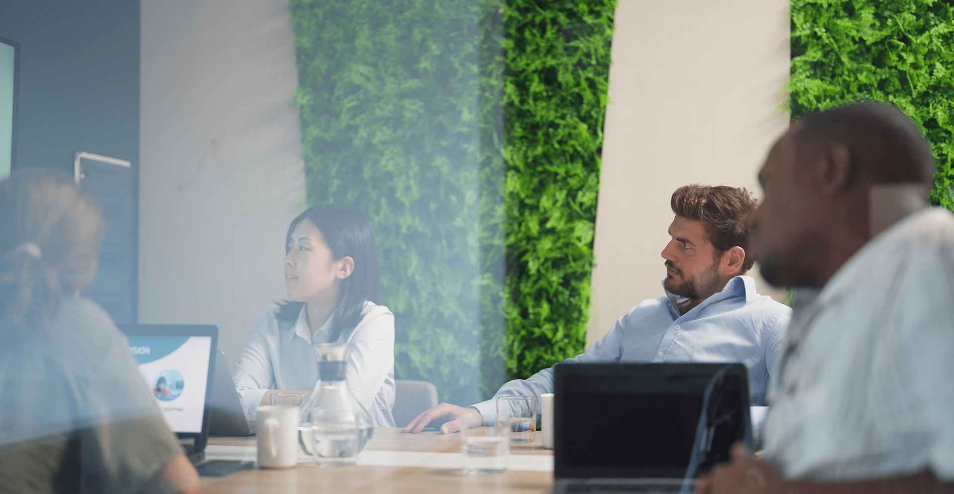 Business people having business meeting in meeting room in modern office working space