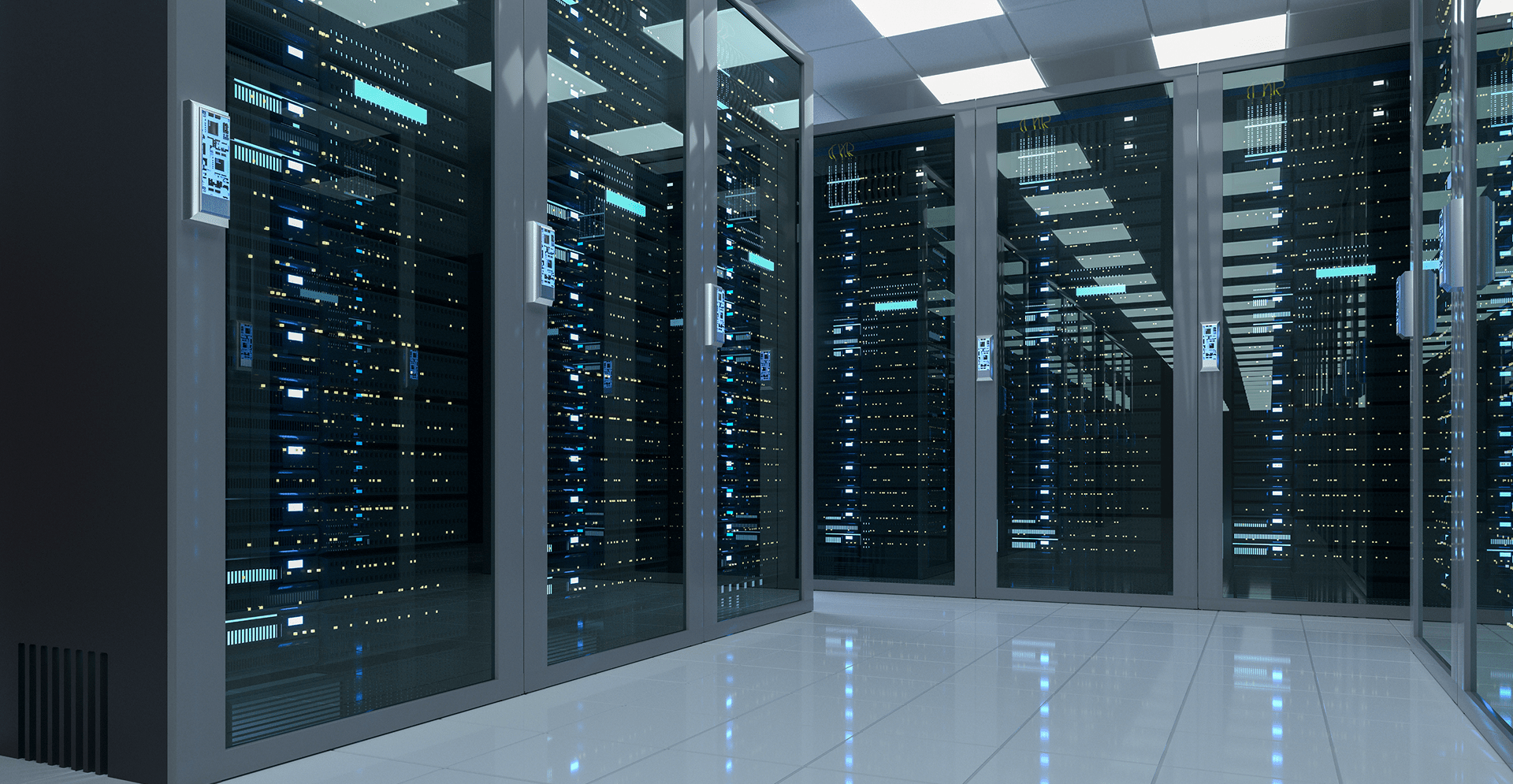 A spacious room filled with multiple rows of servers, showcasing a high-tech data center environment.