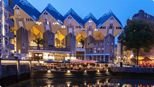 Cube Houses in the old harbor of Rotterdam, Netherlands