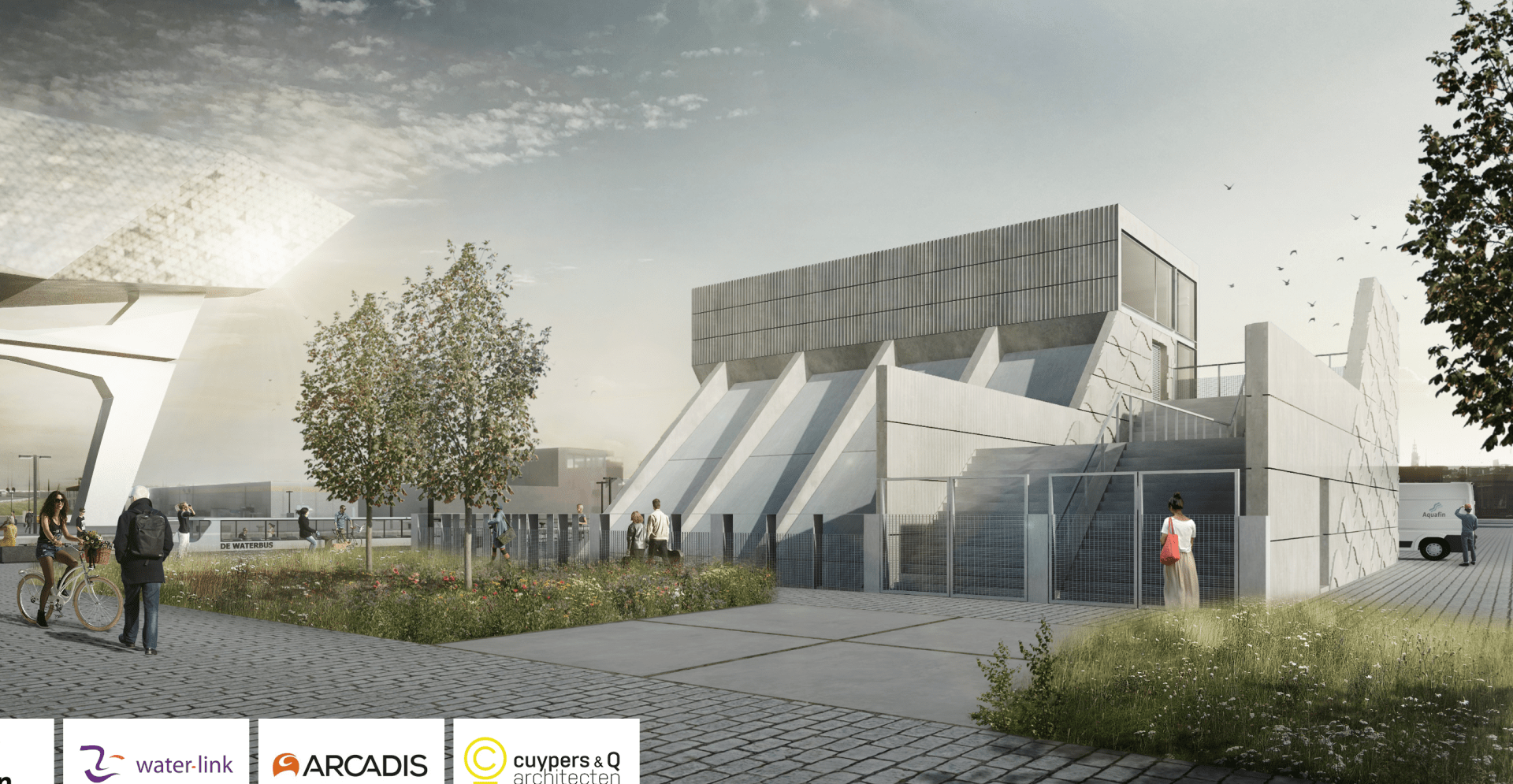 Ontwerp van de nieuwe Royerssluis in Antwerpen met grootste vijzelgemaal van Vlaanderen. 