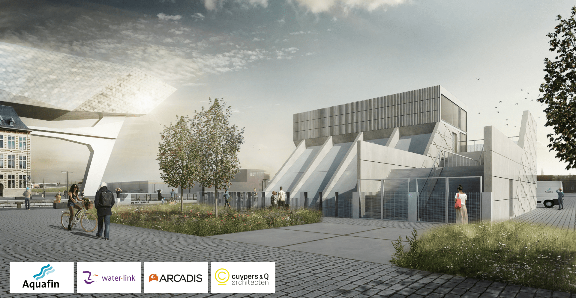 Conception de la nouvelle écluse Royers à Anvers avec la plus grande station de pompage à vis d’Archimède. 