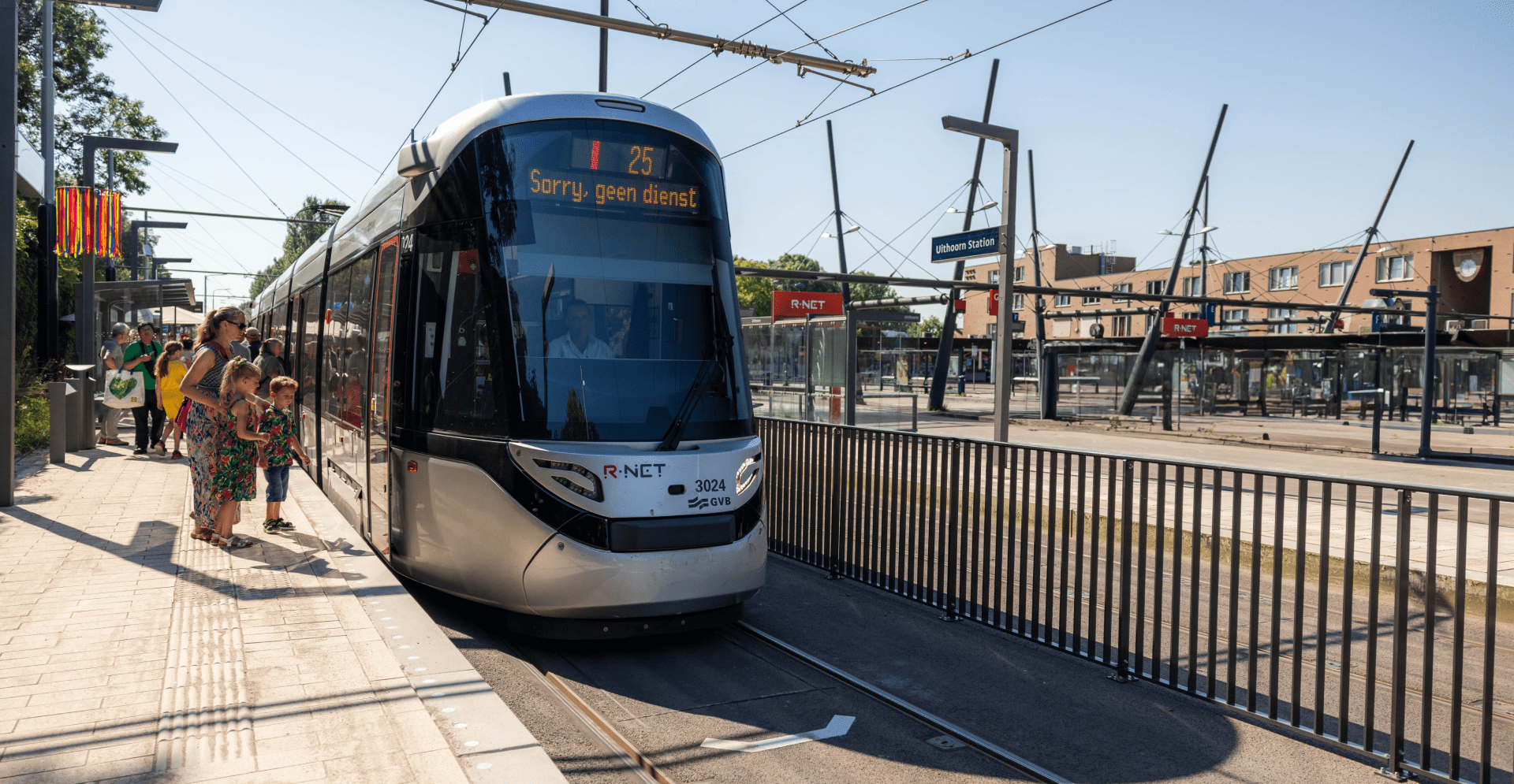 A train traveling along the tracks, showcasing its powerful engine and sleek design